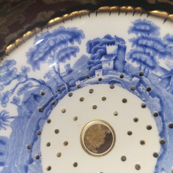 Spode Copelands China Blue Tower w Gold Scalloped edge Round Mezzanine Strainer - Picture 15 of 15